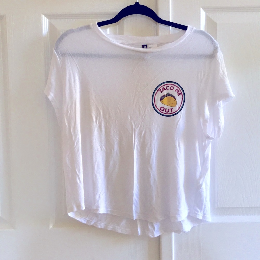 NWOT Taco Me Out White Basic Graphic T-Shirt